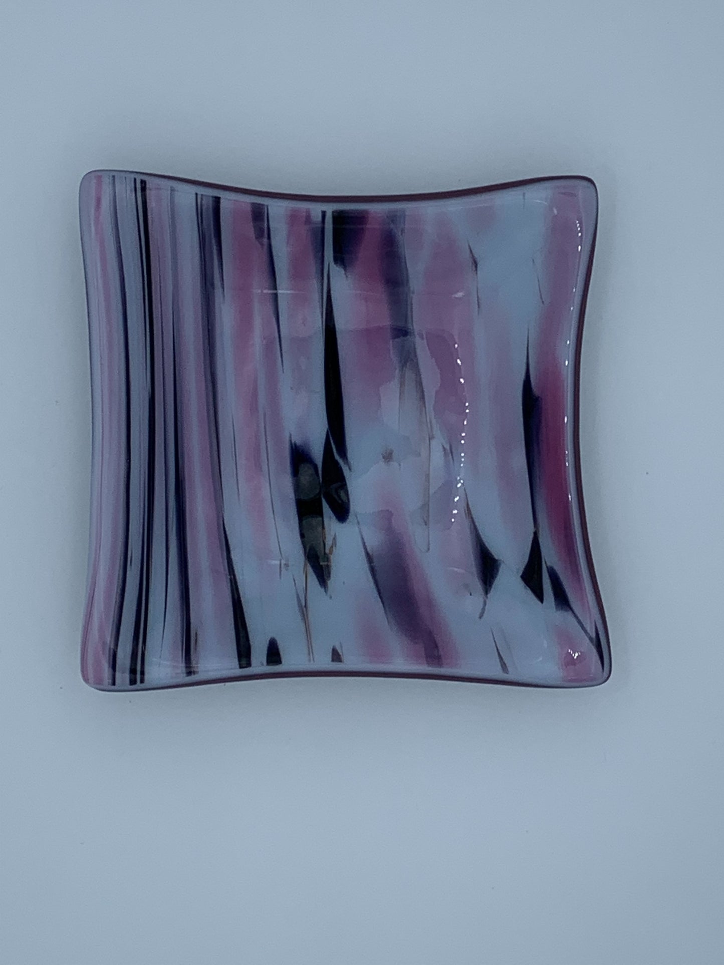 Trinket Dish - Pink and Black Swirl Glass Dish